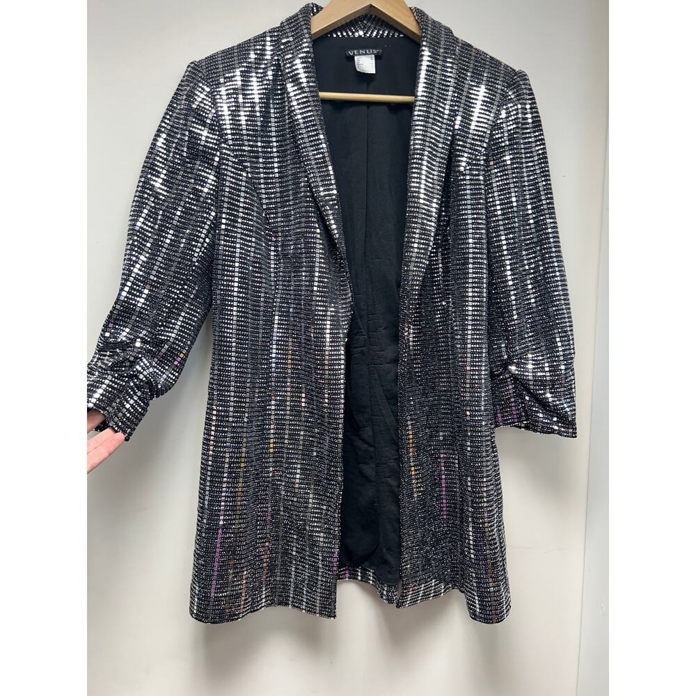 Venus Silver Sequin Mirror Disco / Cocktail / NYE Blazer Jacket US 10